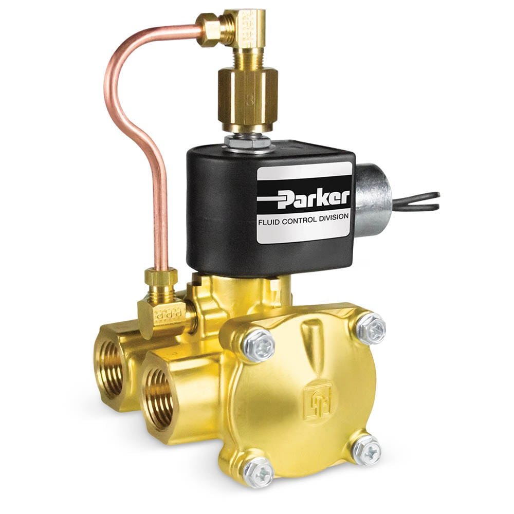 Parker 3-Way Normally Closed, 3/8″ Solenoid Valve